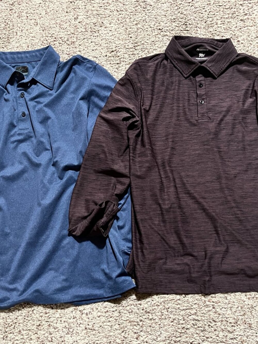 Lot of 2 LS Polos - Greg Norman Blue and Naviskin Both Size XL Collared 3 button